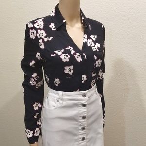 Express Indigo White Magenta Floral Portofino NWT